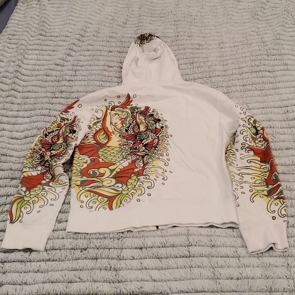 Fun white bedazzled Circle of life zip up hoodie size M. - Picture 6 of 11